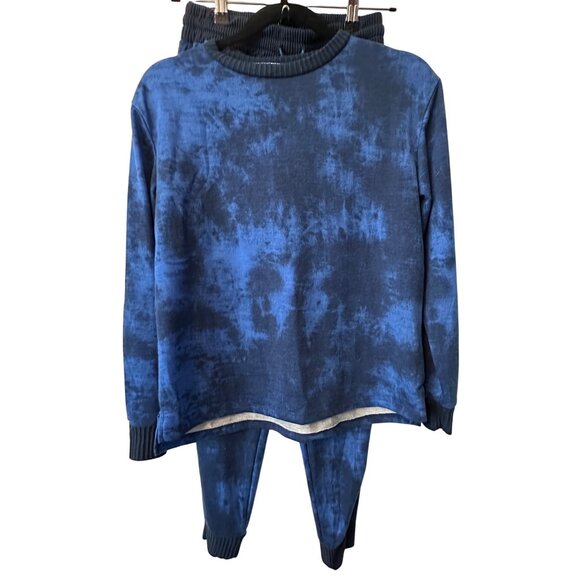Born Womens Blue Tie-Dye Sweat Suit 2-Piece Set Polyester/Spandex Size S - Picture 1 of 9